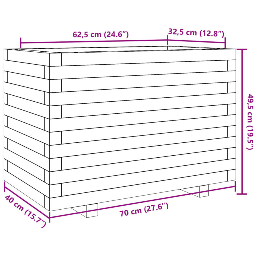 Plantenbak 70x40x49,5 cm massief grenenhout wasbruin - Afbeelding 10