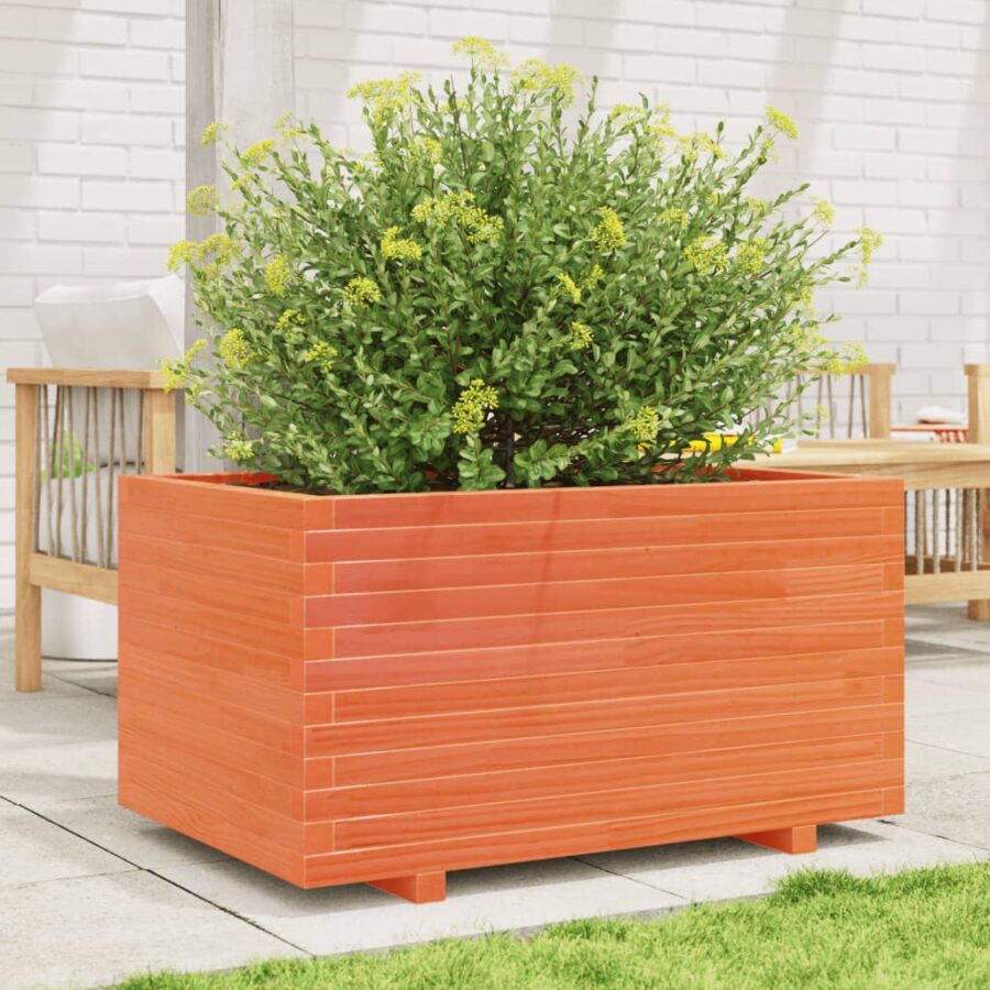 Plantenbak 90x60x49,5 cm massief grenenhout wasbruin - Afbeelding 3