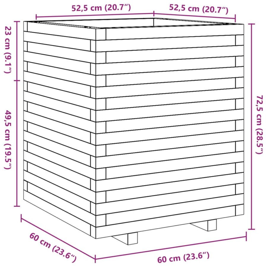 Plantenbak 60x60x72,5 cm massief grenenhout - Afbeelding 10