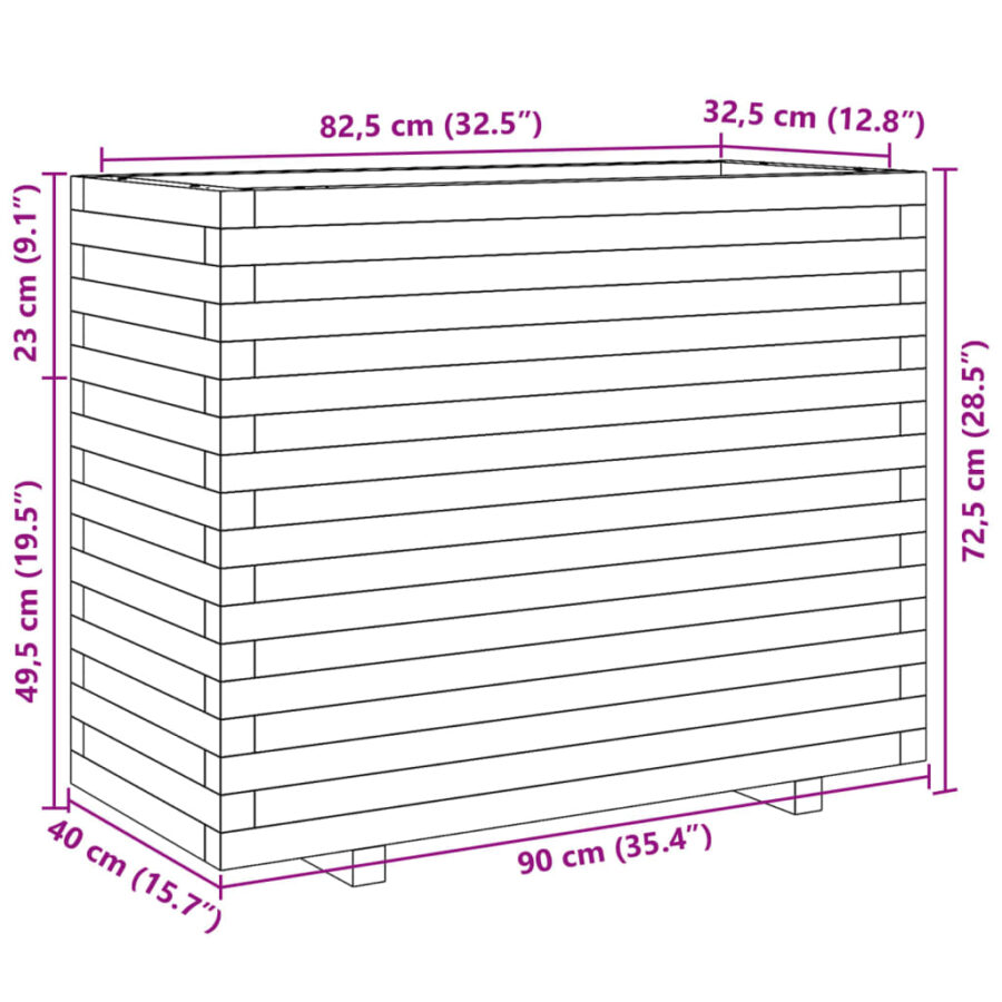 Plantenbak 90x40x72,5 cm massief grenenhout - Afbeelding 10