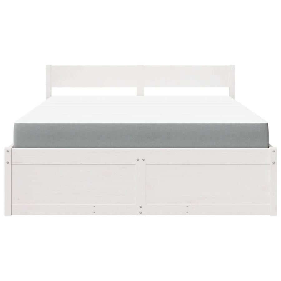 Bed met lades en matras massief grenenhout wit 140x200 cm - Afbeelding 4