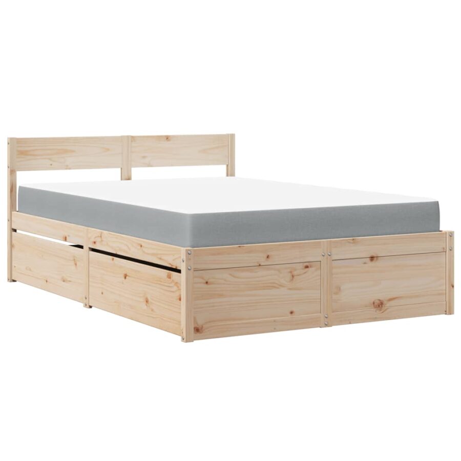 Bed met lades en matras massief grenenhout 120x200 cm - Afbeelding 2