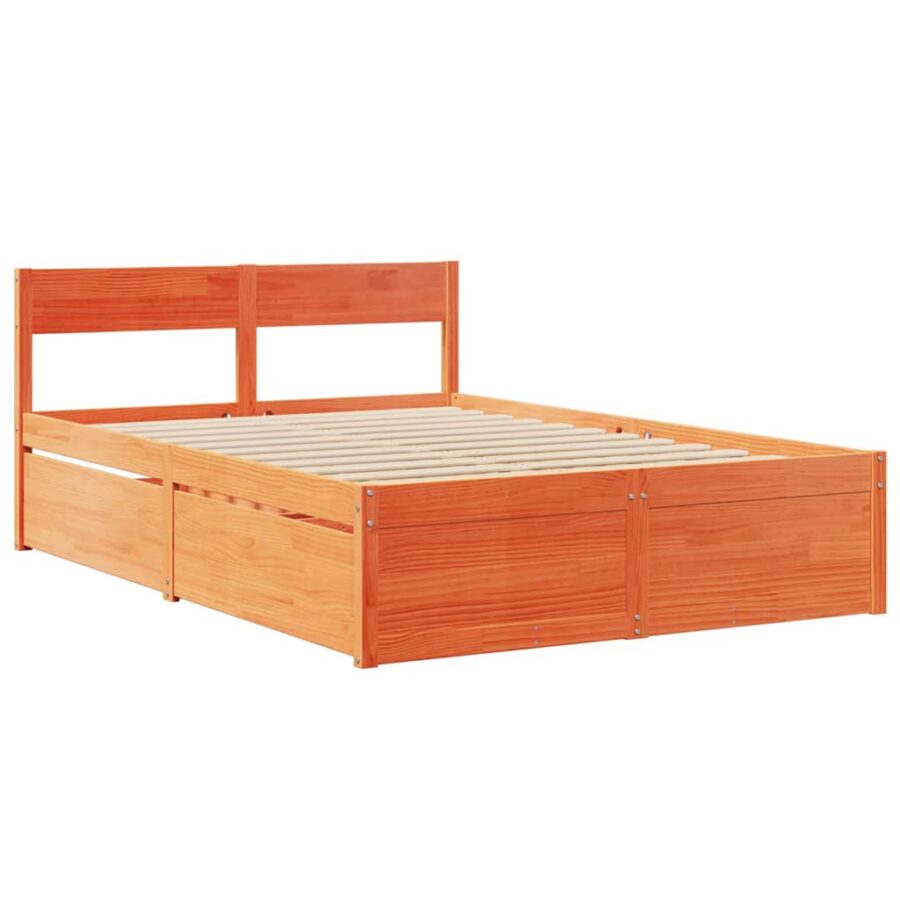 Bed met lades en matras massief grenenhout wasbruin 120x200 cm - Afbeelding 7