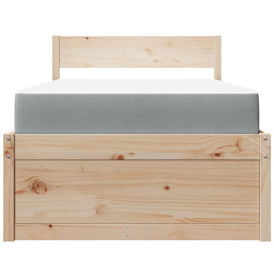 Bed met lades en matras massief grenenhout 90x190 cm - Afbeelding 4