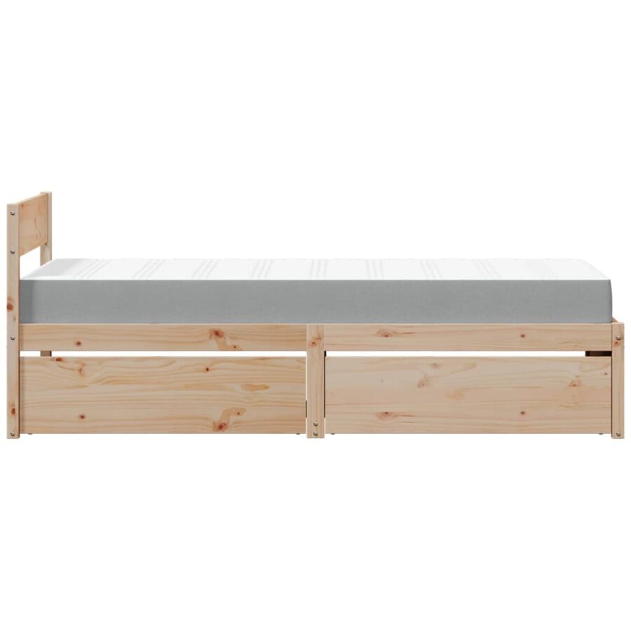 Bed met lades en matras massief grenenhout 90x190 cm - Afbeelding 5