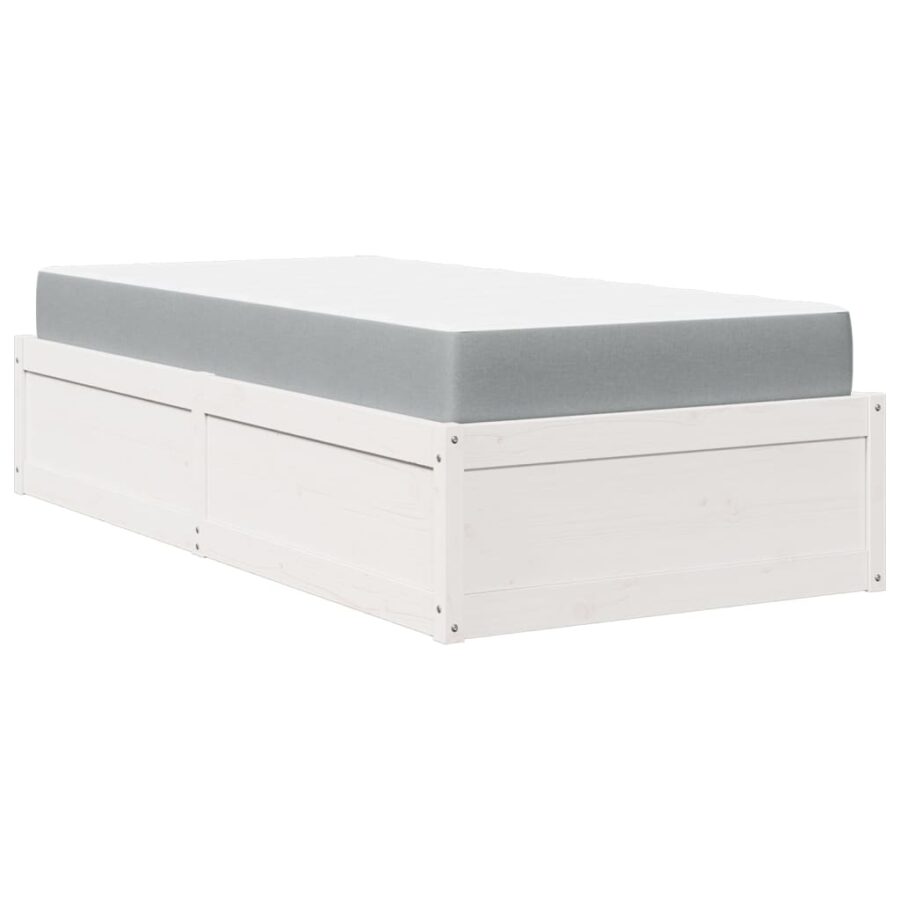 Bed met matras massief grenenhout wit 90x190 cm - Afbeelding 8