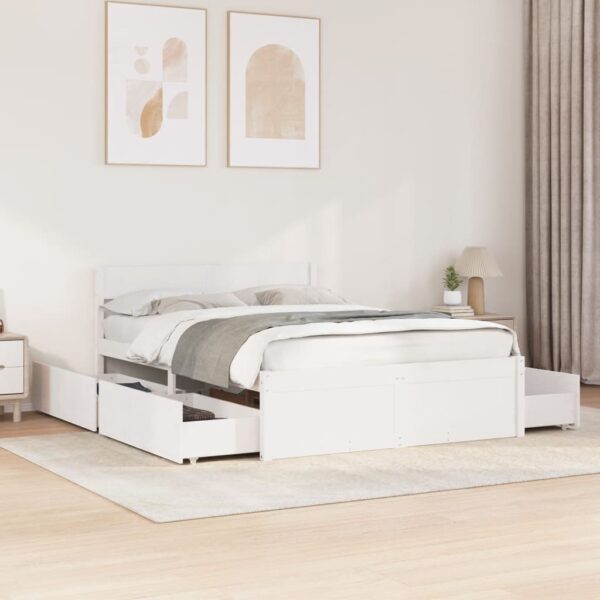 Bedframe zonder matras massief grenenhout wit 120x190 cm