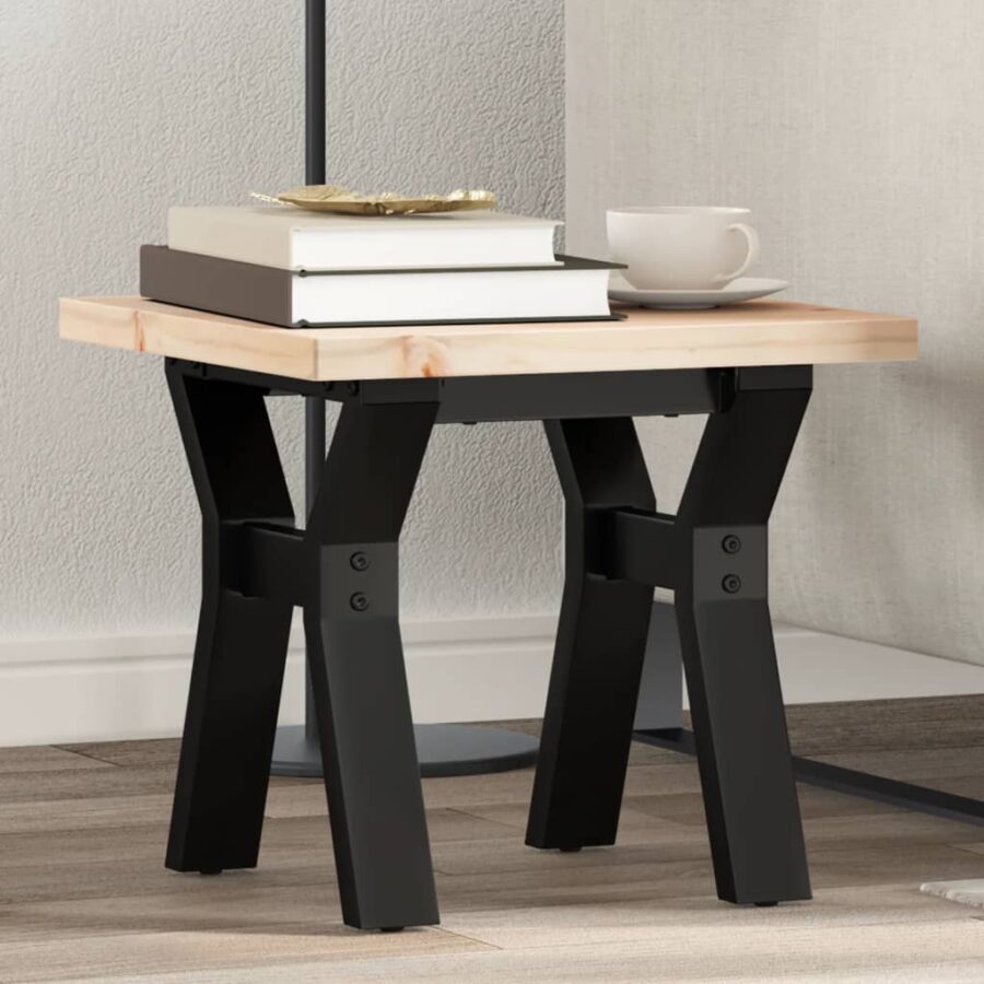 Salontafel Y-frame 40x40x35,5 cm grenenhout en gietijzer