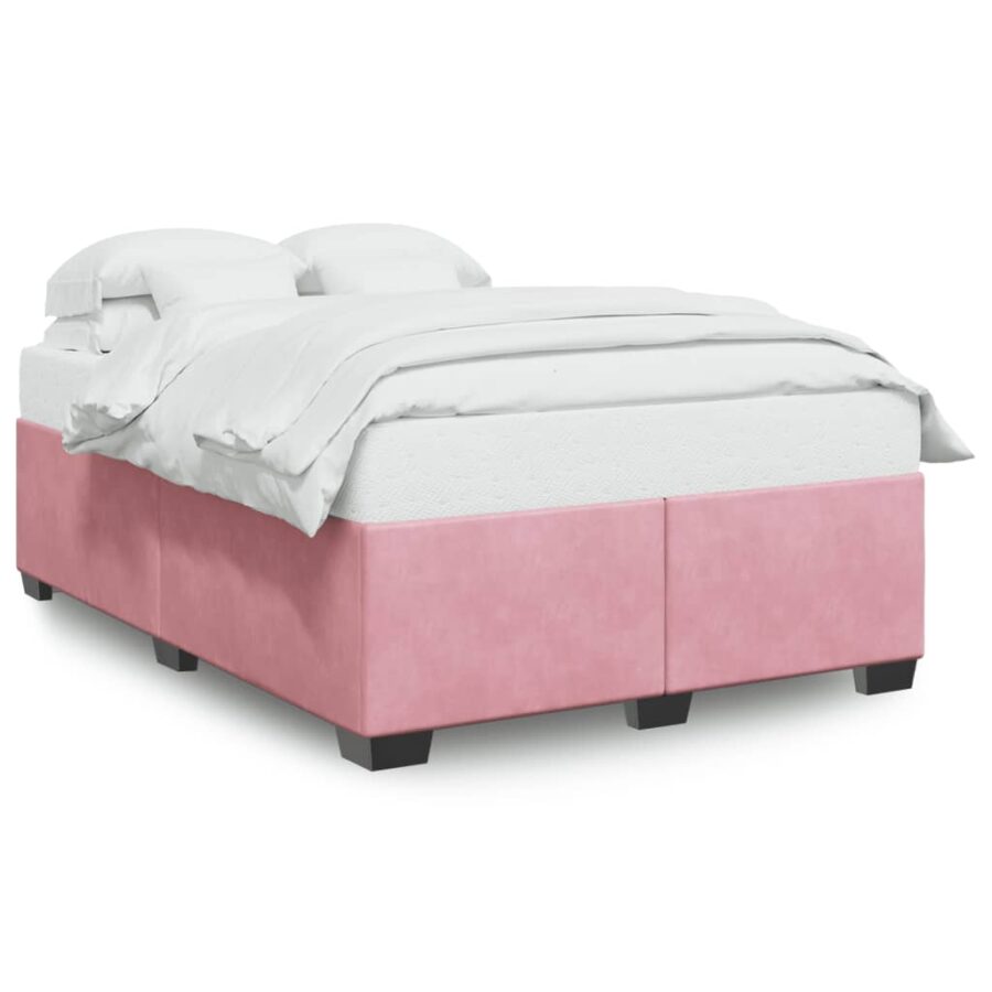 Bedframe fluweel roze 140x200 cm - Afbeelding 2