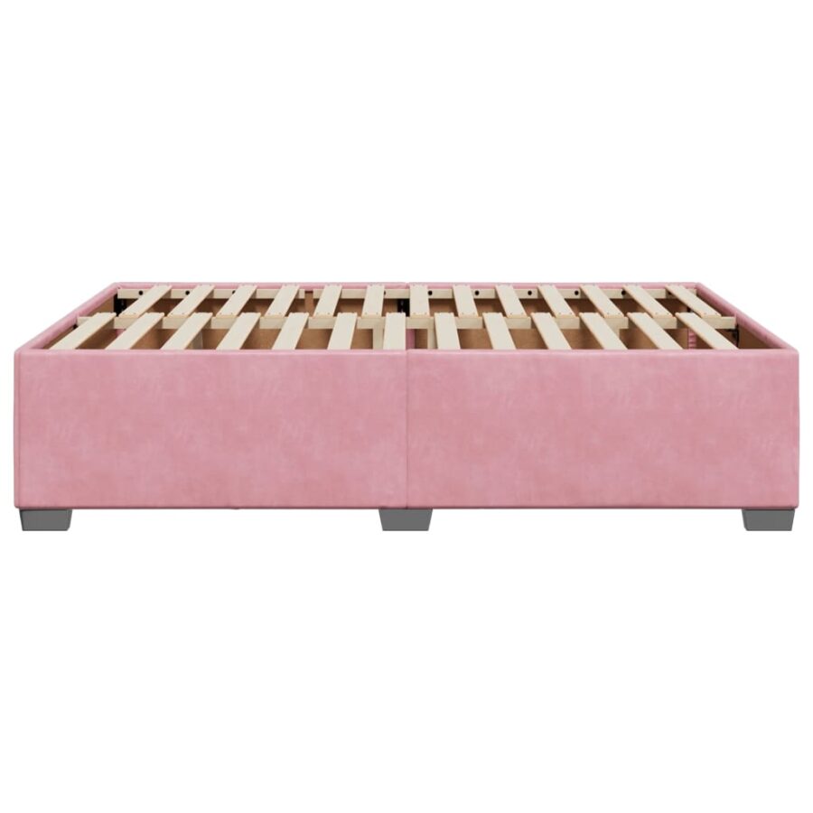 Bedframe fluweel roze 160x200 cm - Afbeelding 5