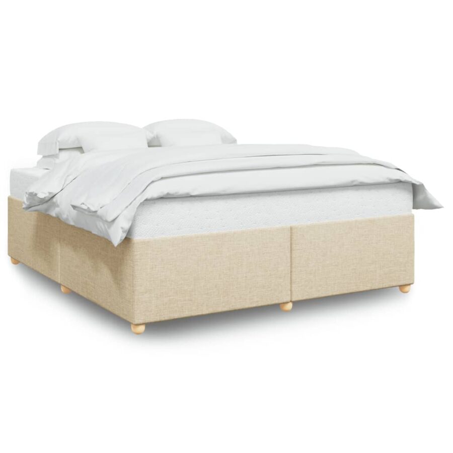 Bedframe zonder matras stof crèmekleurig 180x200 cm - Afbeelding 2