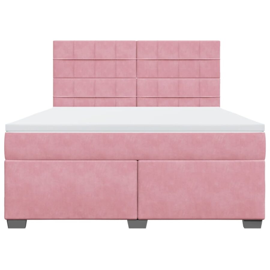 Boxspring met matras fluweel roze 180x200 cm - Afbeelding 6