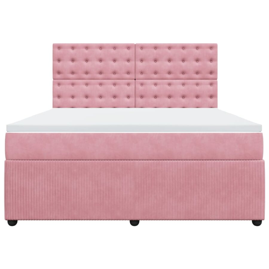 Boxspring met matras fluweel roze 180x200 cm - Afbeelding 6