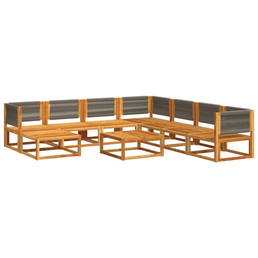 9-delige Loungeset met kussens massief acaciahout - Afbeelding 3