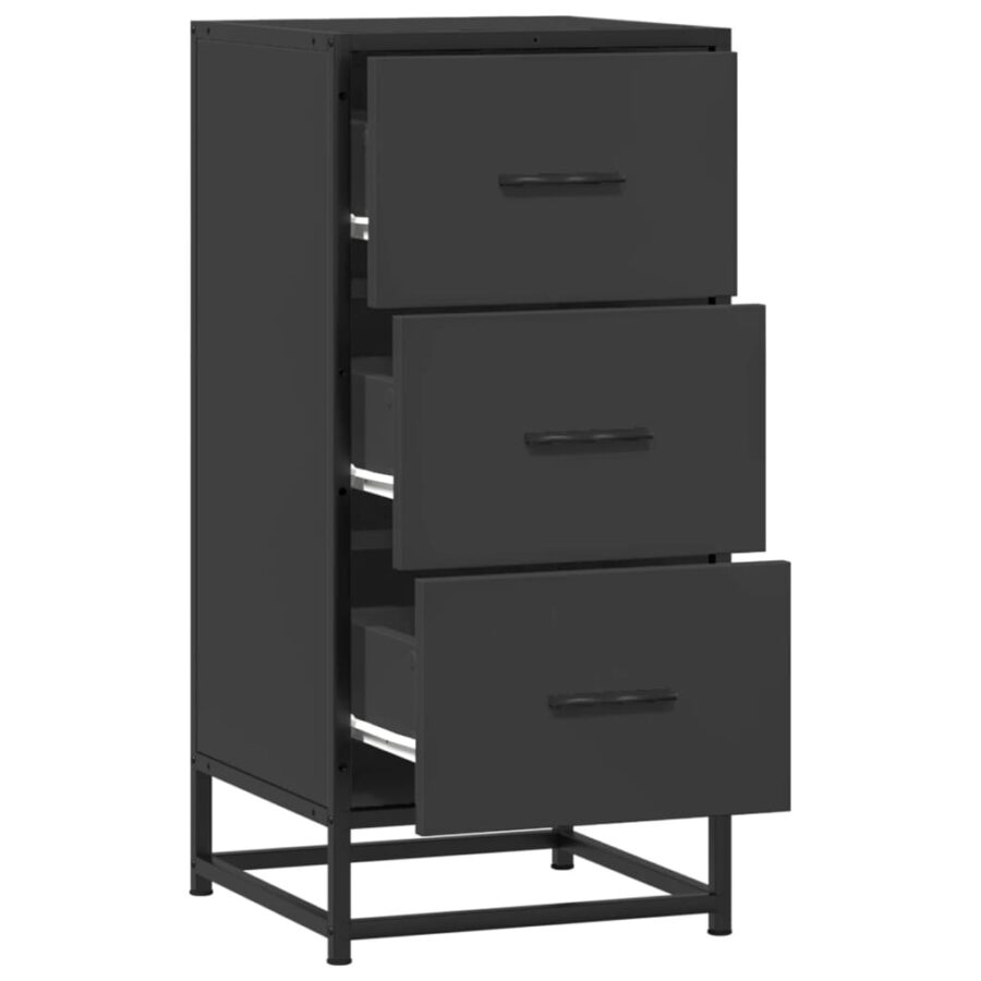 Dressoir 35,5x35x76 cm bewerkt hout en metaal zwart - Afbeelding 7