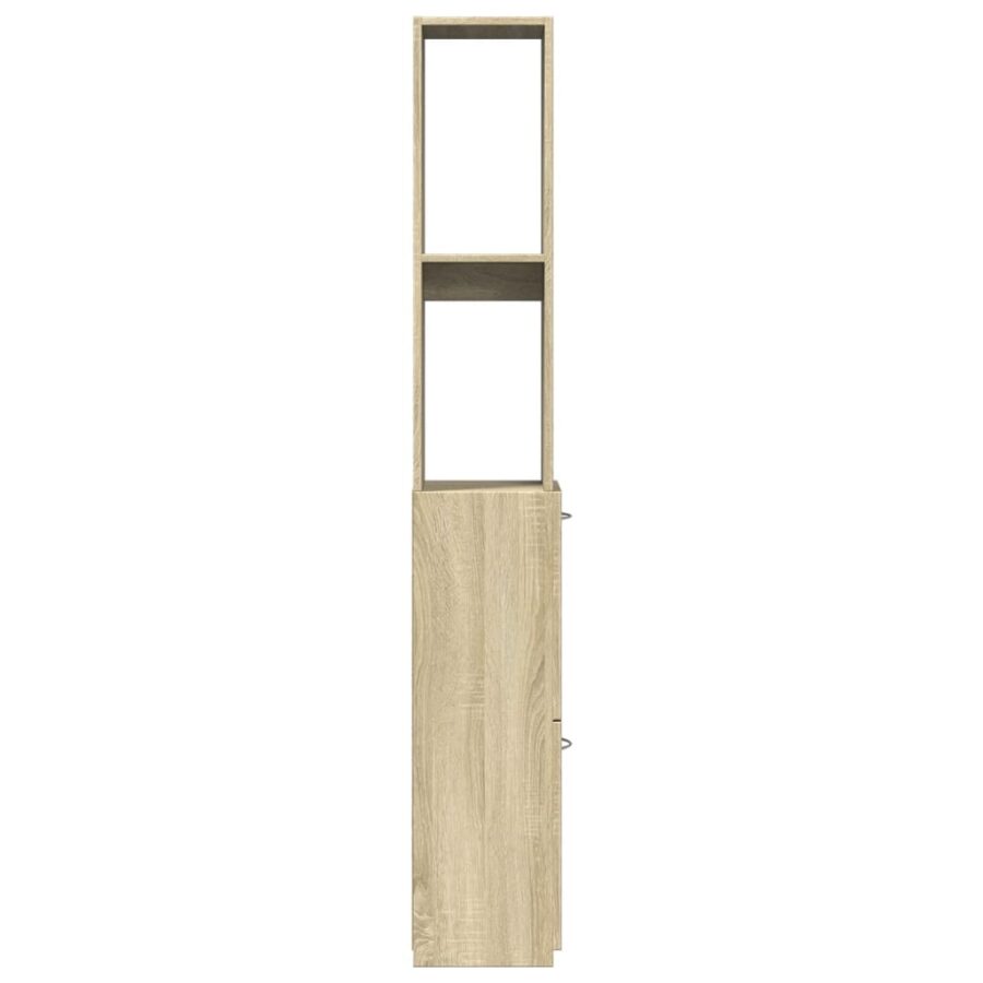 Badkamerkast 25x26,5x170 cm bewerkt hout sonoma eikenkleurig - Afbeelding 4