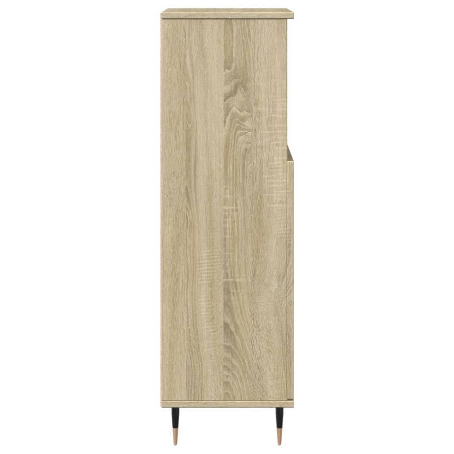 Badkamerkast 30x30x100 cm bewerkt hout sonoma eikenkleurig - Afbeelding 5