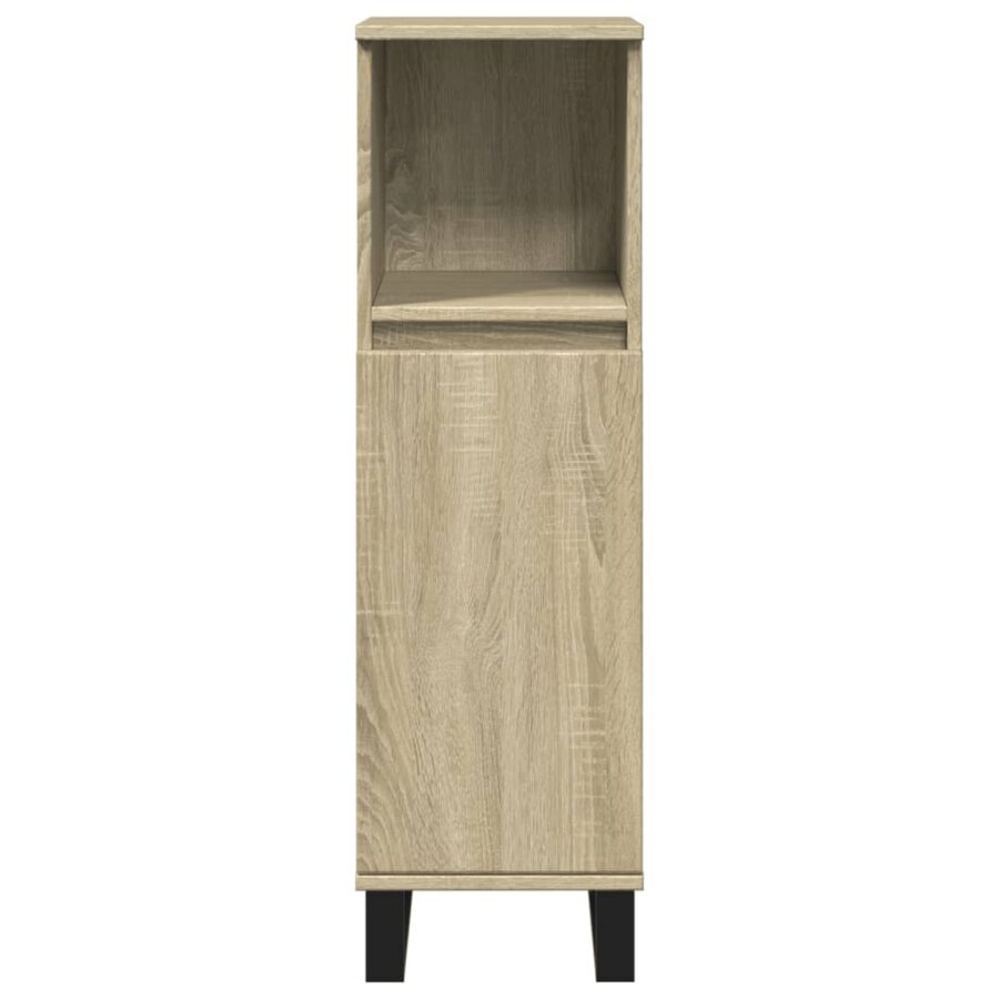 Badkamerkast 30x30x100 cm bewerkt hout sonoma eikenkleurig - Afbeelding 4