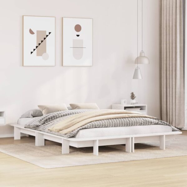 Bedframe zonder matras massief grenenhout wit 120x190 cm