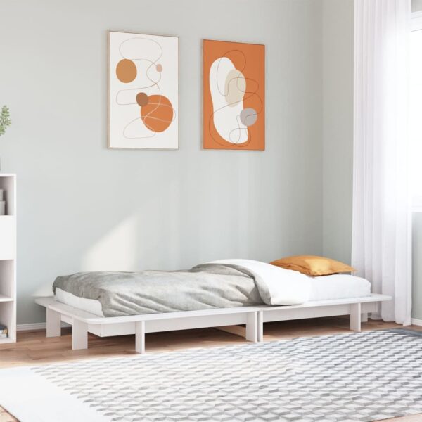 Bedframe zonder matras massief grenenhout wit 90x190 cm
