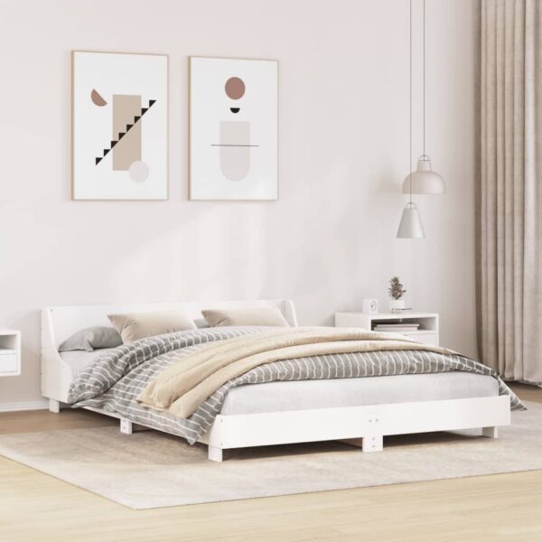 Bedframe zonder matras massief grenenhout wit 120x200 cm