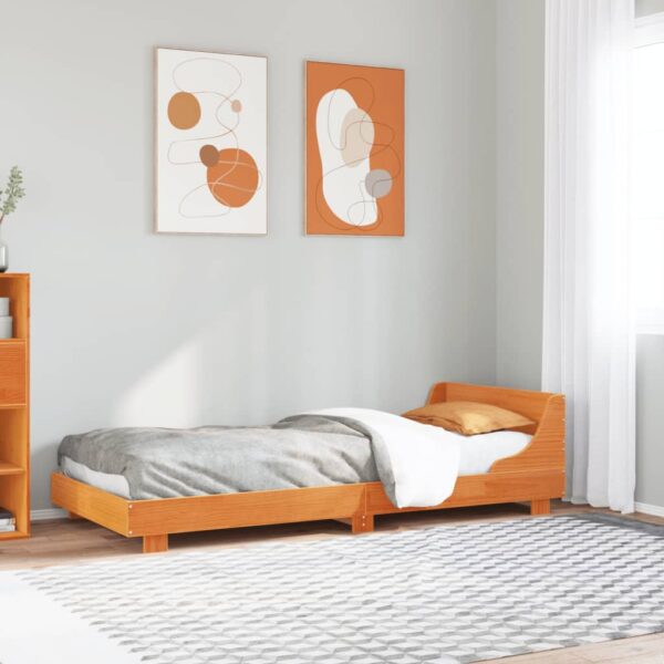 Bedframe zonder matras massief grenenhout wasbruin 90x200 cm