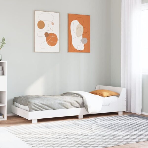 Bedframe zonder matras massief grenenhout wit 75x190 cm