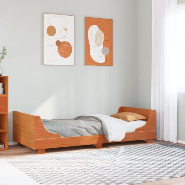 Bedframe zonder matras massief grenenhout wasbruin 90x200 cm
