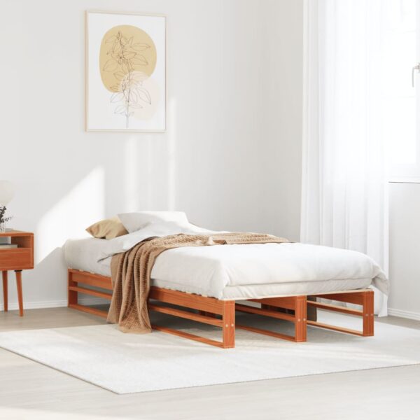 Bedframe zonder matras massief grenenhout wasbruin 90x190 cm