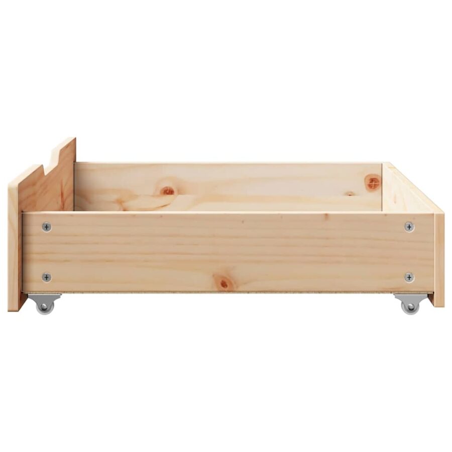 Bedlades 2 st met wieltjes 65x55x16 cm massief grenenhout - Afbeelding 5