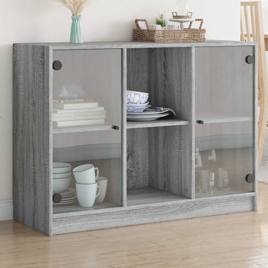 Dressoir 102x37x75,5 cm bewerkt hout grijs sonoma eikenkleurig