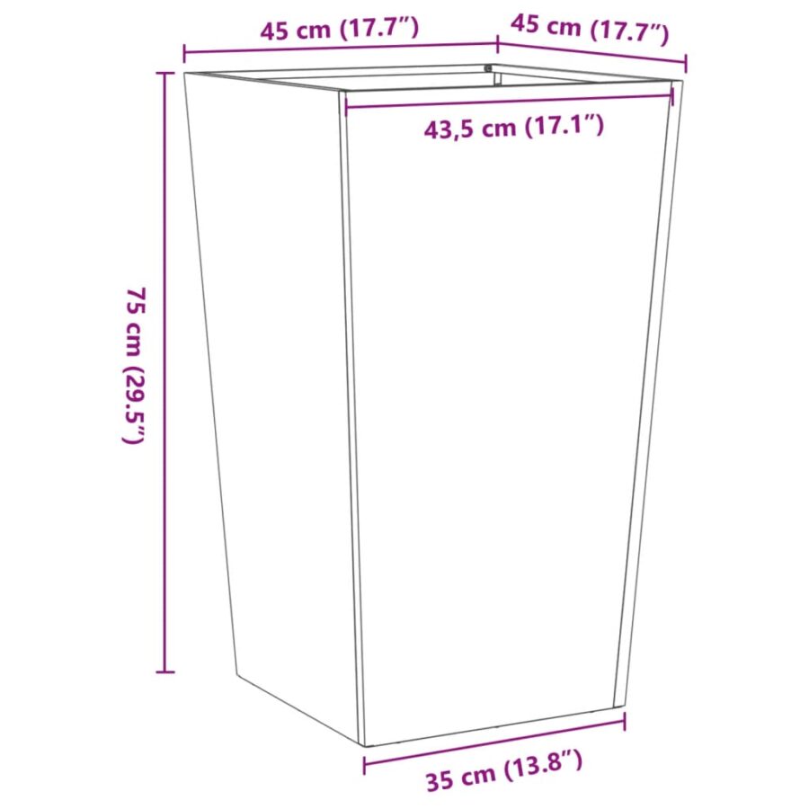 Plantenbak 45x45x75 cm staal zwart - Afbeelding 10