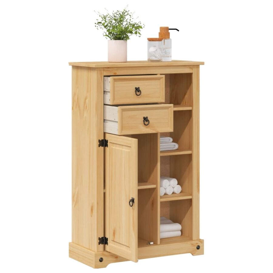 Badkamerkast Corona 70x33x110 cm massief grenenhout - Afbeelding 3
