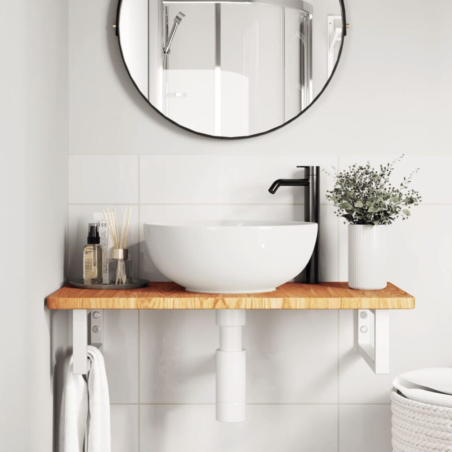 Badkamer wandschap staal en massief eikenhout - Afbeelding 3