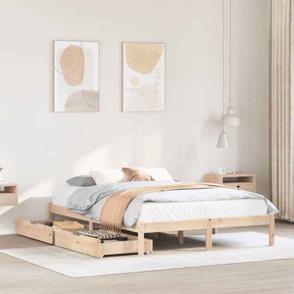 Bedframe zonder matras massief grenenhout 140x190 cm