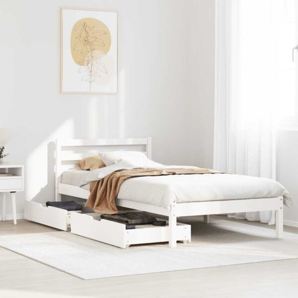 Bedframe zonder matras massief grenenhout wit 75x190 cm