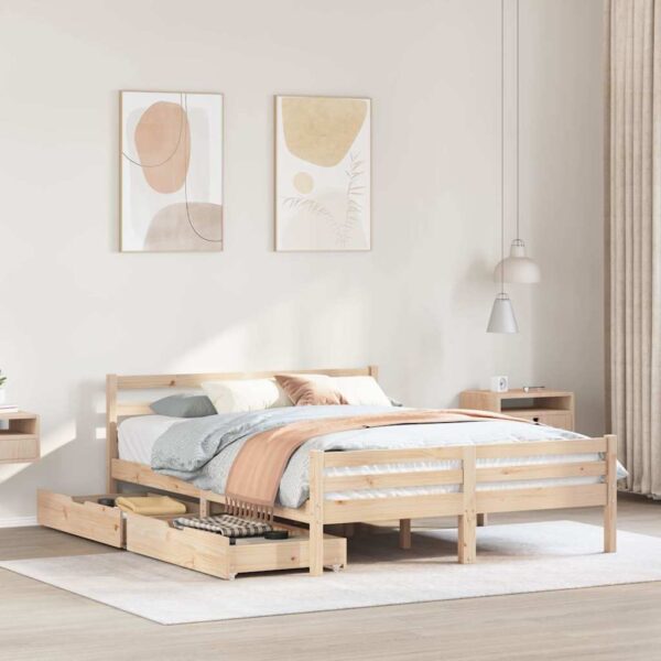 Bedframe zonder matras massief grenenhout 140x190 cm