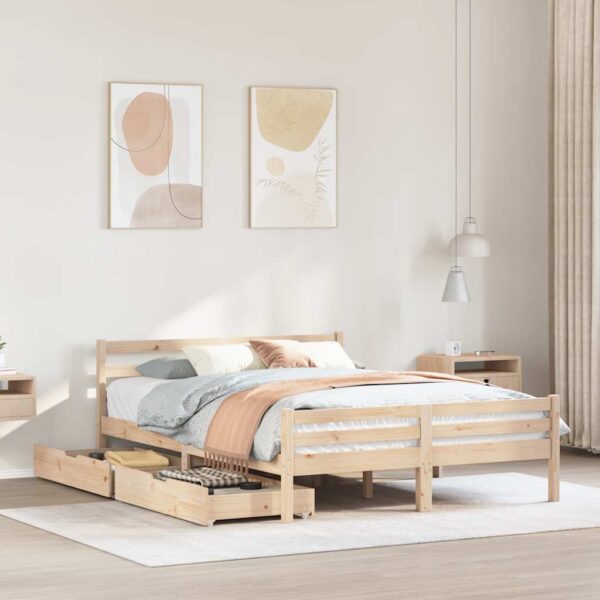 Bedframe zonder matras massief grenenhout 150x200 cm