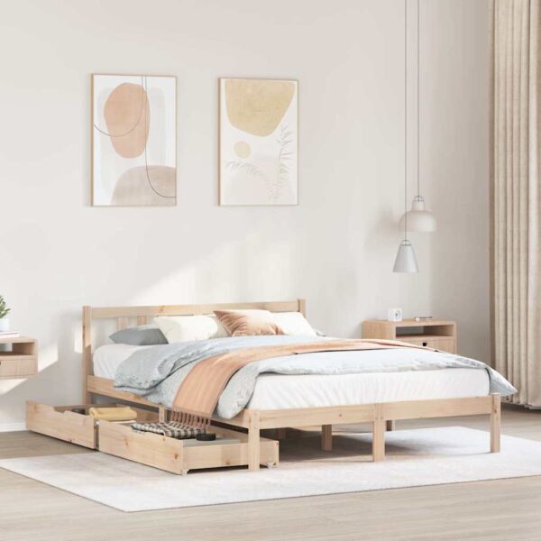 Bedframe zonder matras massief grenenhout 140x200 cm