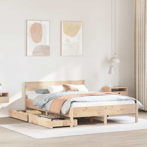 Bedframe zonder matras massief grenenhout 150x200 cm