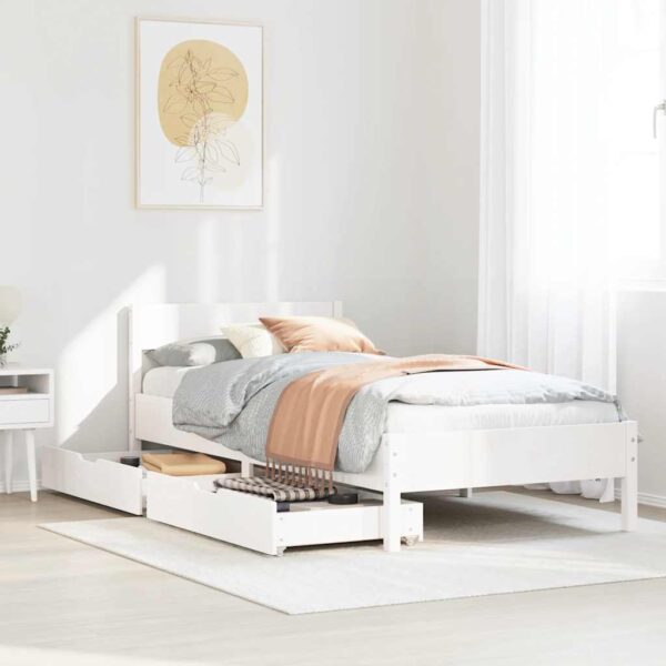 Bedframe zonder matras massief grenenhout wit 90x190 cm