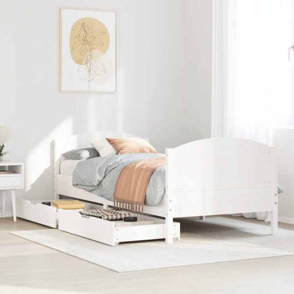 Bedframe zonder matras massief grenenhout wit 90x190 cm