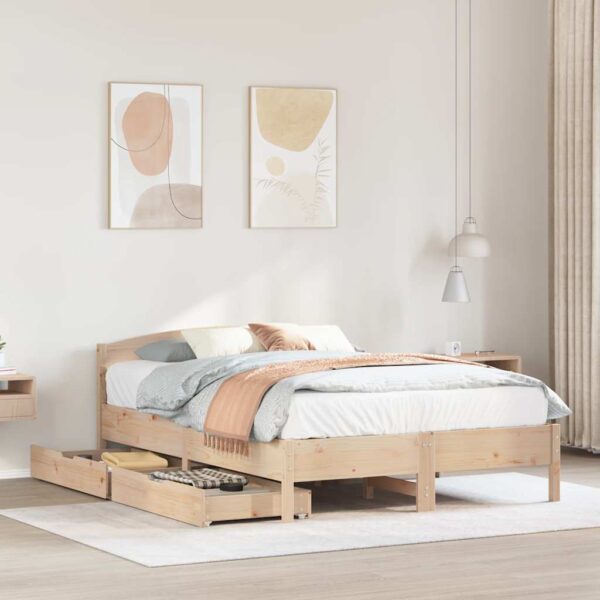 Bedframe zonder matras massief grenenhout 140x190 cm