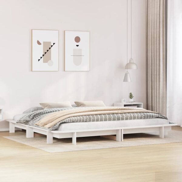 Bedframe zonder matras massief grenenhout wit 180x200 cm