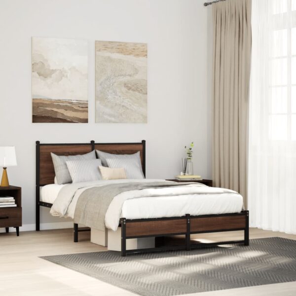 Bedframe zonder matras metaal bruin eikenkleurig 120x190 cm