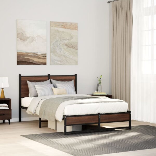 Bedframe zonder matras metaal bruin eikenkleurig 120x200 cm