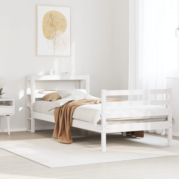 Bedframe zonder matras massief grenenhout wit 90x190 cm