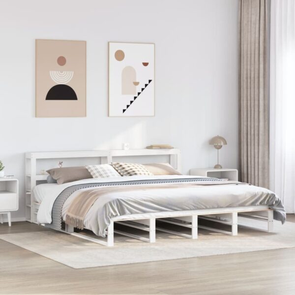 Bedframe zonder matras massief grenenhout wit 180x200 cm