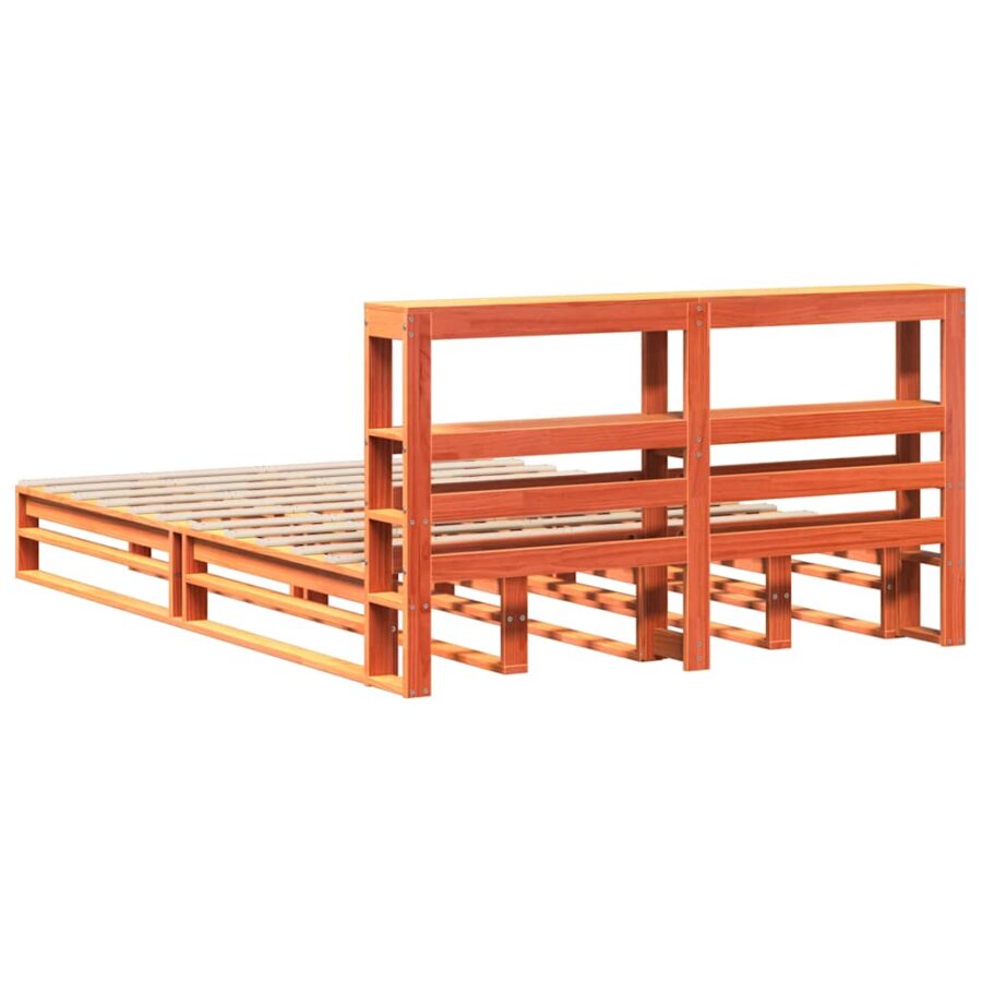 Bed met matras massief grenenhout wasbruin 140x190 cm - Afbeelding 8