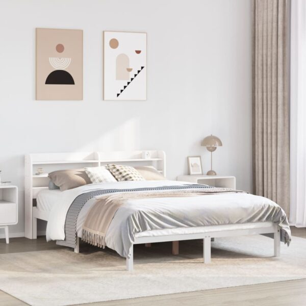 Bedframe zonder matras massief grenenhout wit 120x190 cm
